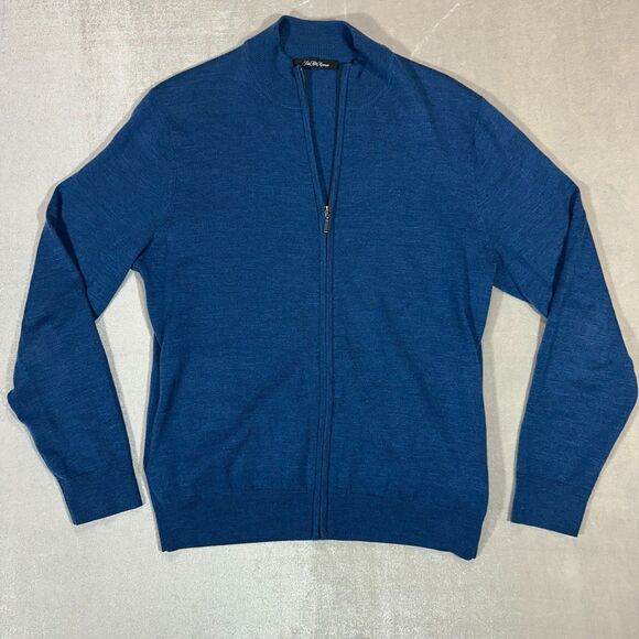 Saks Fifth Avenue Other - Saks Fifth Avenue Womens Large 100% Merino Wool Blue Full Zip Sweater Jacket